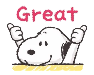 👍 Snoopy Great chien, cacahuètes, dessin animé, joyeux, mignon telegram sticker