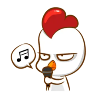 🎤 pollo, microfono, musica, canto, cartone animato, personaggio whatsapp sticker