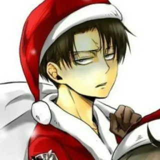 🌟 Levi Ackerman Attack on Titan levi ackerman, l'attaque des titans, anime, manga, noël, père noël, vacances, personnage telegram sticker