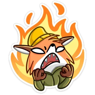 🔥 rubah, marah, kartun, api, nyala, ekspresi, frustrasi whatsapp sticker