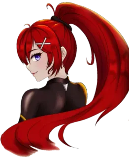 😐 anime girl, red hair, ponytail, cartoon, woman telegram sticker