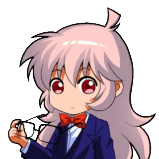📚 Аниме, Манга, Персонаж, Милый, Девушка, Очки, Галстук-бабочка telegram sticker