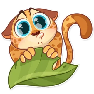 🐱 kucing, anak kucing, daun, lucu, binatang, kartun telegram sticker