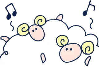 🎶 แกะ, สัตว์, การ์ตูน, น่ารัก, เพลง, โน้ต telegram sticker