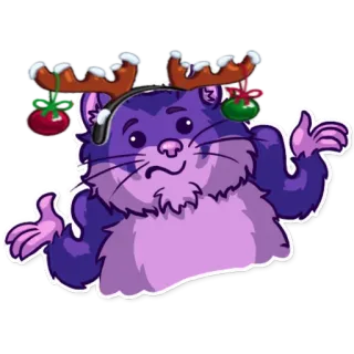 🤷‍♂️ животное, кот, наушники, олень, рождество, праздник telegram sticker