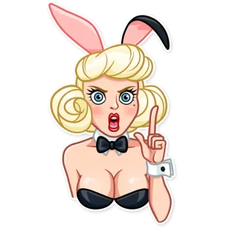 😠 кролик, девушка, блондинка, Playboy, мультфильм, костюм telegram sticker