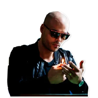 😎 homem, óculos de sol, isqueiro, pessoa, retrato telegram sticker
