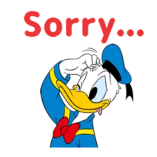 😔 Donald Duck Sorry... vịt donald, xin lỗi, hoạt hình, disney, lời xin lỗi, dễ thương telegram sticker