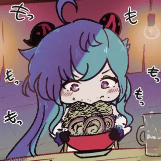💠 もっ anime, food, ramen, cute, eating telegram sticker