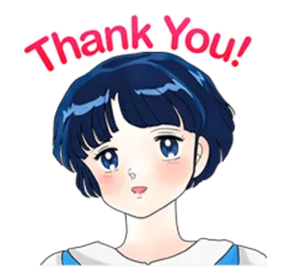 🙇 Thank You! dziękuję, anime, manga, dziewczyna, kawaii whatsapp sticker