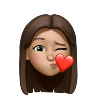 ❤️ Emoji, Coração, Piscadela, Mulher, Desenho animado whatsapp sticker