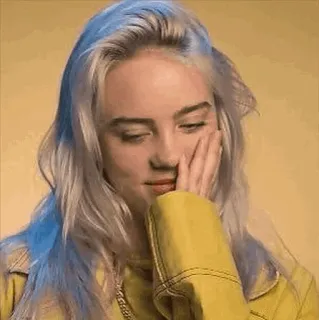 😂 Billie Eilish Billie Eilish, Cantante, Compositora, Pop, Celebridad, Música, Pelo rubio, Retrato telegram sticker