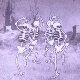 🦴 骸骨, ダンス, ハロウィン, 墓地, 不気味, 漫画 telegram sticker