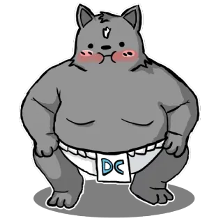 🎋 DC Katze, Tier, Sticker, Illustration, Cartoon, grau whatsapp sticker