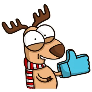 👍 reindeer, christmas, thumbs up, cartoon, holiday, animal telegram sticker