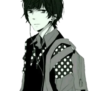 😑 Anime, Ragazzo, Manga, Cartone animato, Personaggio, Cuffie telegram sticker