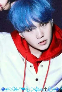 ⭕️ Minhot kpop, musiker, sänger, asiatisch, person, blaue haare telegram sticker