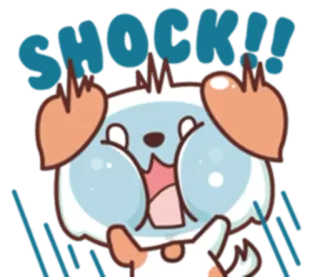 😱 SHOCK!! 충격, 만화, 개, 놀람, 표정, 귀여운, 동물 telegram sticker