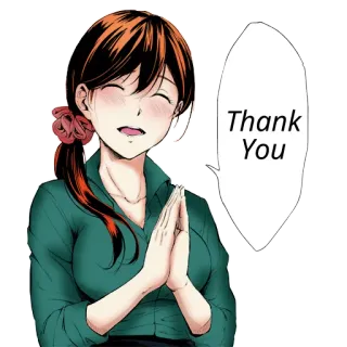 🙏 Thank You спасибо, аниме, манга, женщина, благодарность, доброта telegram sticker