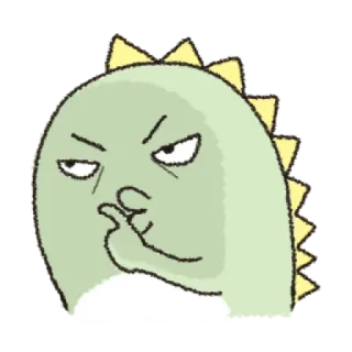 🤫 dinosaurio, dibujos animados, verde, enojado, pensando, tramando, lindo, dino telegram sticker