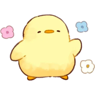 ☺️ pintinho, pássaro, fofo, animal, kawaii, desenho animado, flor whatsapp sticker