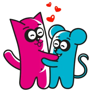 😍 แมว, หนู, ความรัก, มิตรภาพ, การ์ตูน telegram sticker