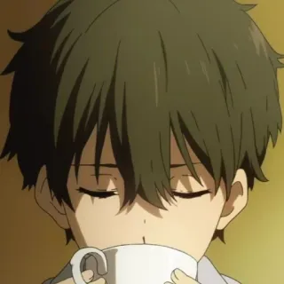 ➖ Anime, Menino, Bebida, Café, Chá, Relaxado whatsapp sticker