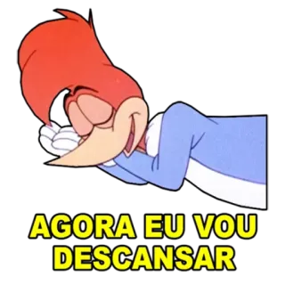 🥱 Woody Woodpecker AGORA EU VOU DESCANSAR Desenho animado, Pássaro, Descansando, Dormindo, Pica-Pau telegram sticker