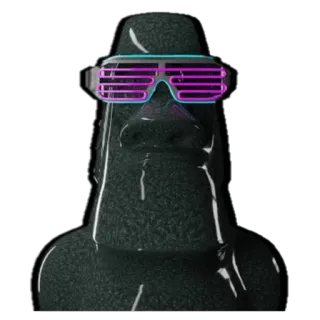 🗿 โมไอ, เกาะอีสเตอร์, รูปปั้น, แว่นกันแดด, แว่นตา, 3D telegram sticker
