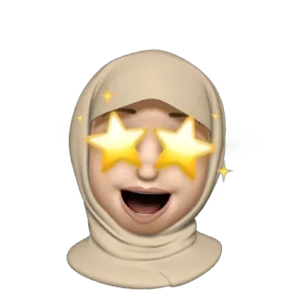 🤩 biểu tượng cảm xúc, phụ nữ, hijab, ngôi sao, khuôn mặt, ăn mừng whatsapp sticker