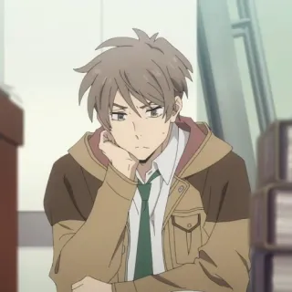 💰 Anime, Junge, Porträt, Nachdenklich, Charakter, Illustration telegram sticker
