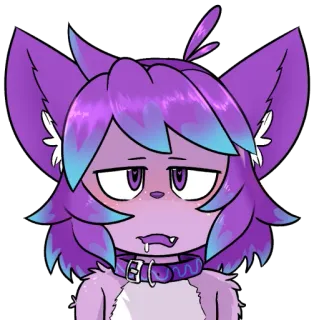 🌀 アンソロ, ケモノ, 紫, 首輪, 眠い, ユーモラス telegram sticker