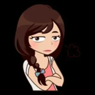 😒 การ์ตูน, โกรธ, ผู้หญิง, รำคาญ telegram sticker