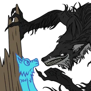 😼 YOU werewolf, wolf, cartoon, fantasy, monster, furry telegram sticker