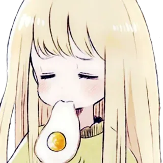 🌨 gadis anime, imut, kawaii, makan, telur, makanan telegram sticker