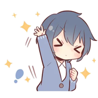 😉 애니메이션, 만화, 귀여운, 스티커, 카와이, 반짝이 telegram sticker