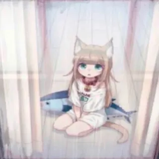 🥢 Аниме, Девушка-кошка, Милый, Рыба, Каваий, Питомцы telegram sticker