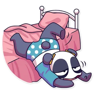 ⏰ Панда, Мультфильм, Сонный, Кровать, Ленивый, Животное whatsapp sticker