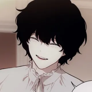🕯 Anime, Cartoon, Mann, Lächeln, schwarze Haare telegram sticker