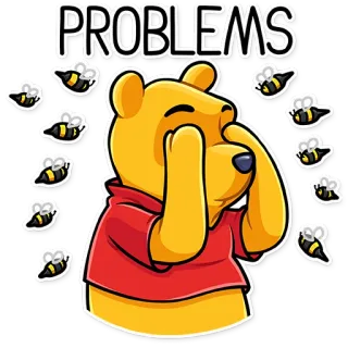 🙈 Winnie the Pooh PROBLEMS мультфильм, пчелы, обеспокоен, проблемы, disney, мёд telegram sticker