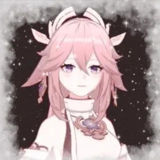 🌙 Yae Miko Genshin Impact 动漫, 游戏, 原神, 八重神子, 可爱, 粉色头发, 狐狸, 幻想 telegram sticker