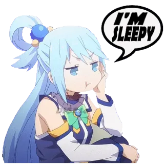 😪 Aqua Konosuba I'M SLEEPY anime, sonolento, Konosuba, Aqua, cansado, fofo, desenho animado telegram sticker