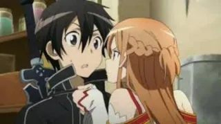 😊 Kirito, Asuna Sword Art Online Anime, Spada, Romance, Coppia telegram sticker
