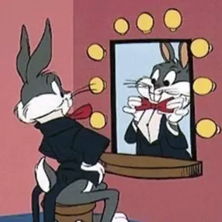 😊 Bugs Bunny dessin animé, lapin, tenue, costume, nœud papillon telegram sticker