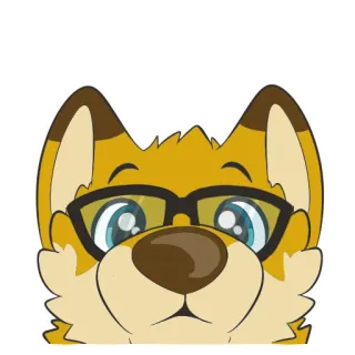 👃 cartoon, dog, fox, glasses, sticker, animal telegram sticker