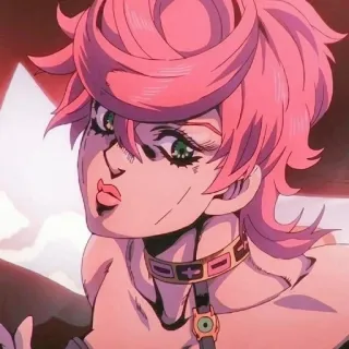 😐 Trish Una JoJo's Bizarre Adventure 애니메이션, 만화, 캐릭터, 분홍 머리, 트리시 우나, 죠죠의 기묘한 모험 telegram sticker