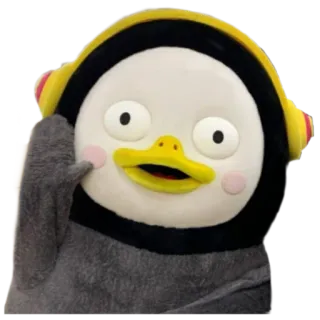 🙋‍♂ pinguim, personagem, desenho animado, fones de ouvido telegram sticker