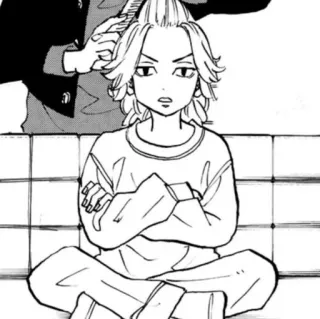 〰 マンガ, アニメ, ヘアカット, キャラクター, アート, イラスト, 座り, 少年 telegram sticker