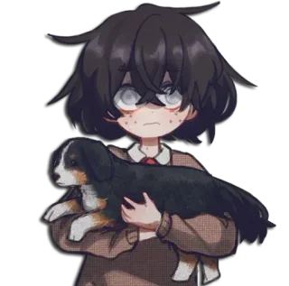 🐶 Anime, Perro, Niño, Lindo, Dibujo animado whatsapp sticker