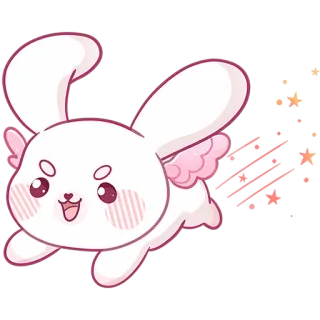 🚀 rabbit, bunny, cute, kawaii, wings, animal, cartoon telegram sticker